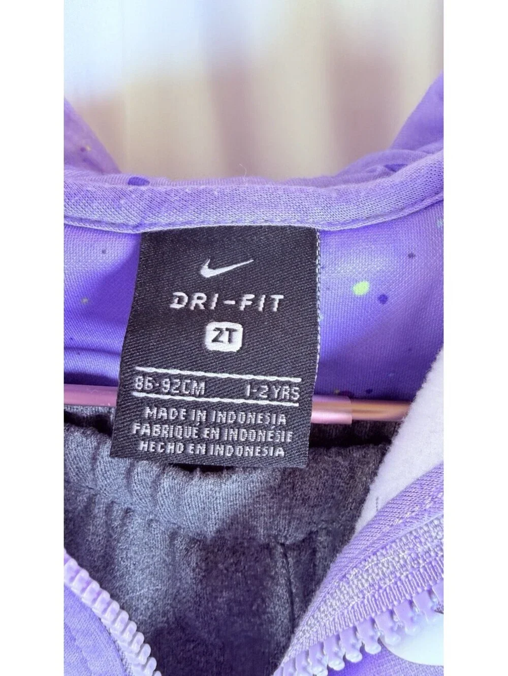 NIKE DRI-FIT Size 2T Baby Lavender Zip Up Athletic Jacket and Leggings